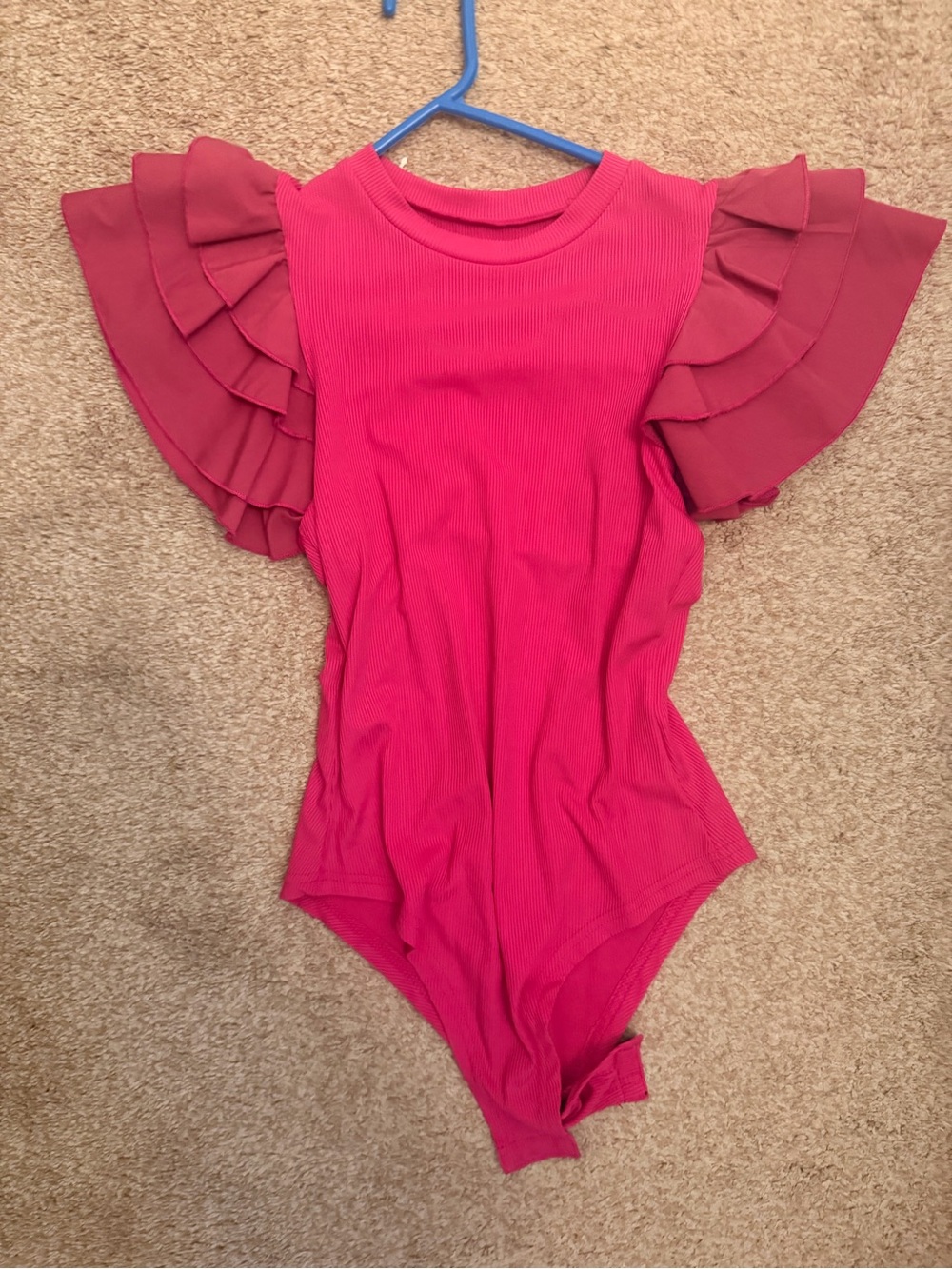 Amazon Pink Ruffle Sleeve Ribbed Girls' Bodysuit